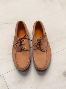 Timberland Brown Leather Boat Shoes - Moc Toe Lace-Ups